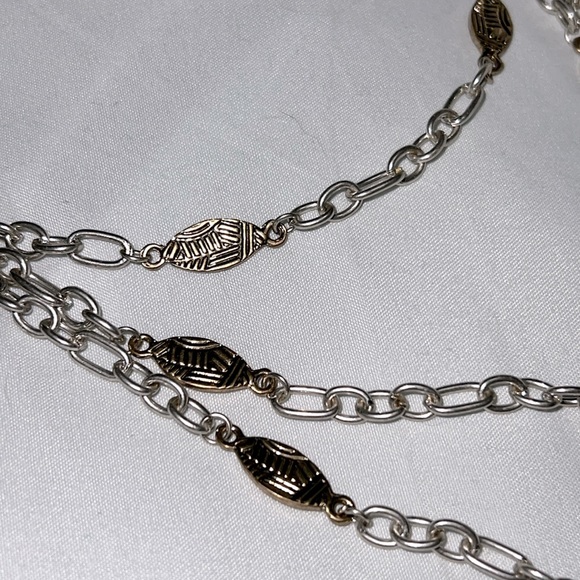 Two Tone, 3 Row Necklace from The Sak Recycled Metal 31” Long+Extender BRAND NEW - Picture 5 of 13